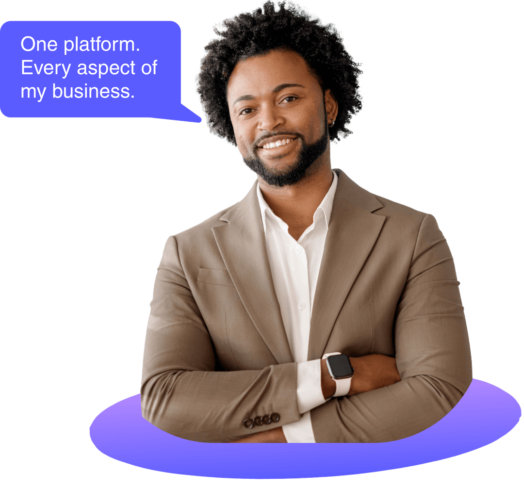 Business professional with testimonial